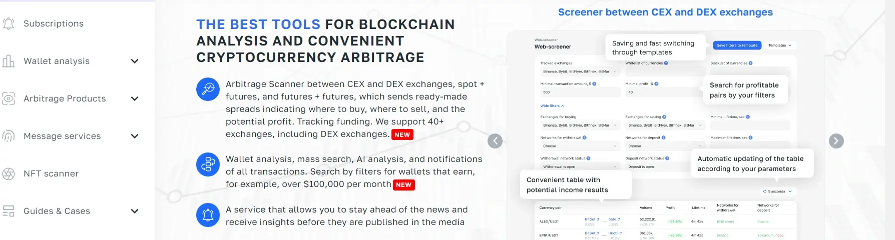 arbitrage scanner features