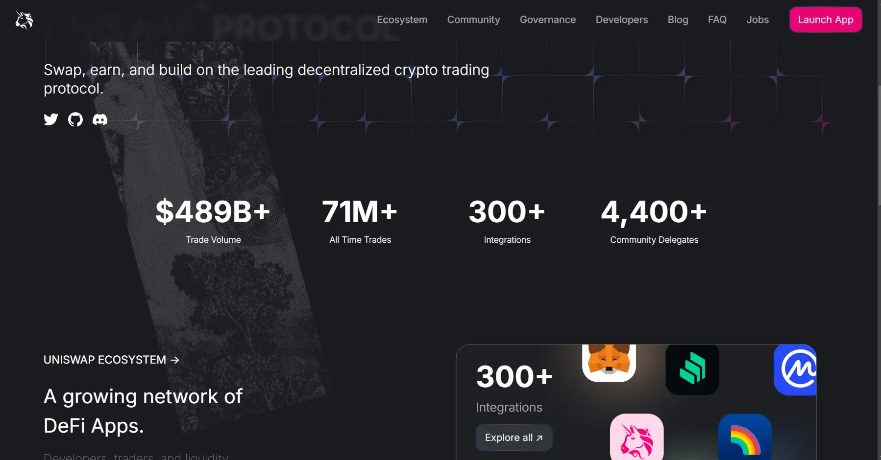 homepage of uniswap