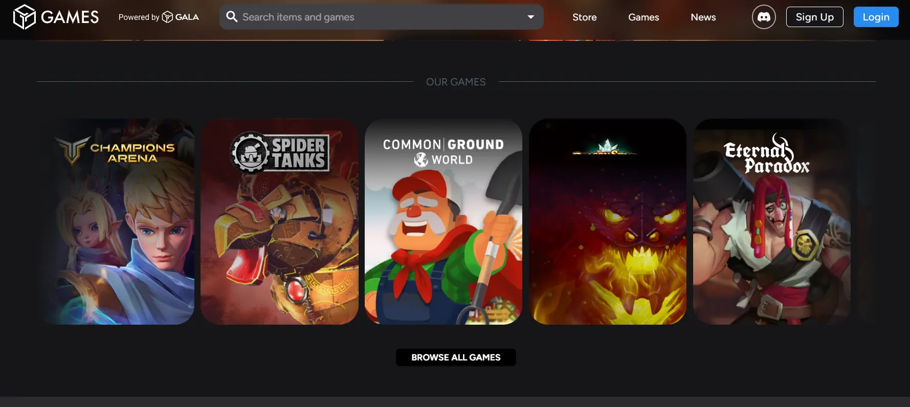Gala Games Homepage