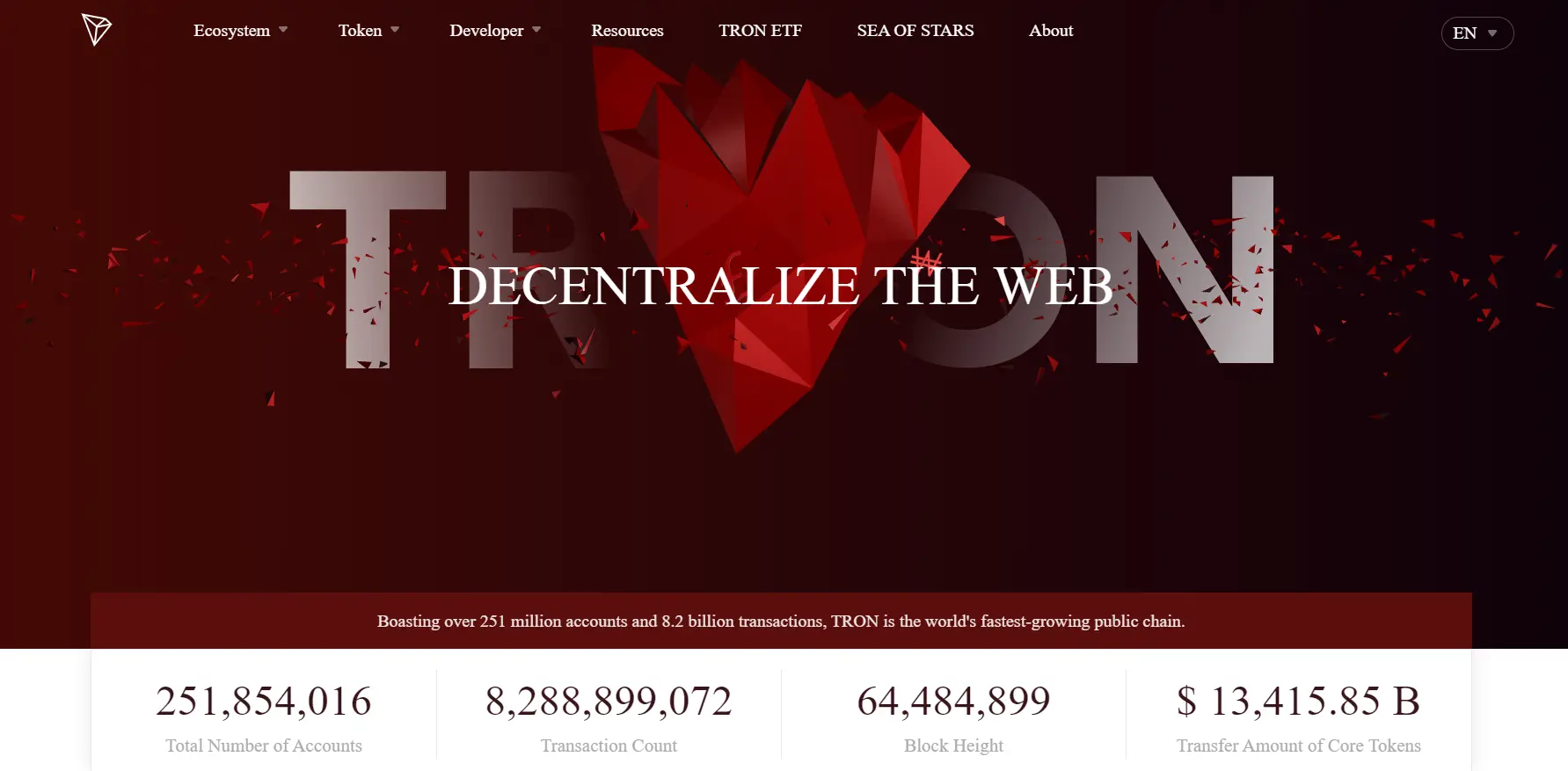 Tron Blockchain Homepage