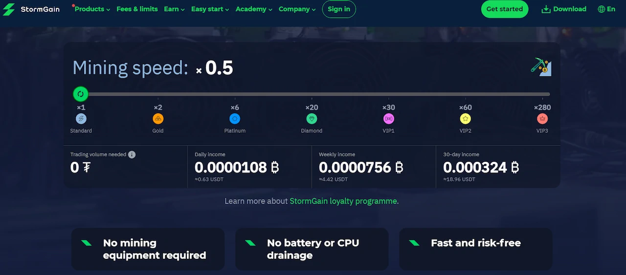 Stormgain mining details