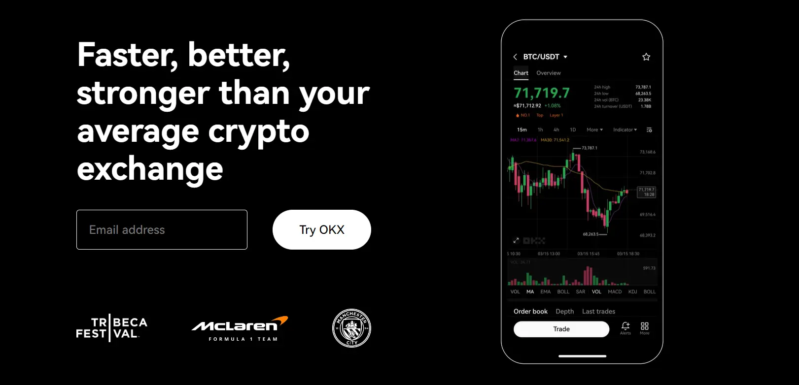 OKX home page and mobile app