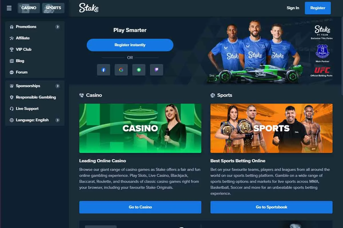 Stake casino website login