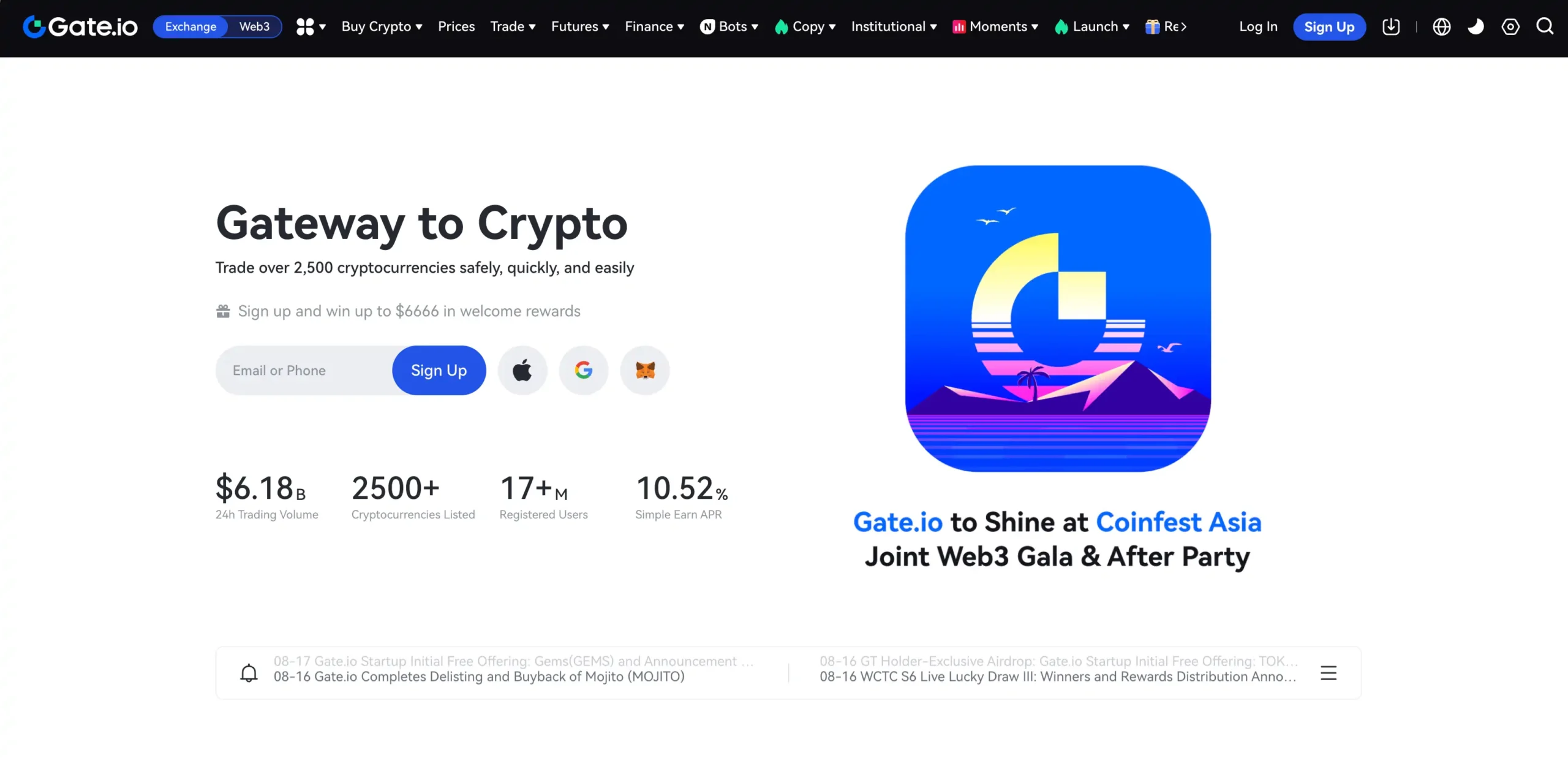 gate crypto exchange. homepage