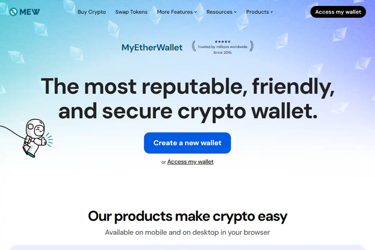 MEW crypto wallet UI