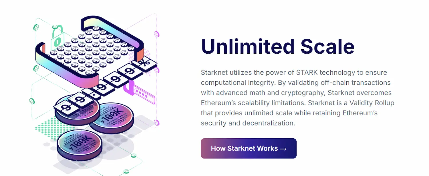 Features of Starknet platform with unlimited scaling